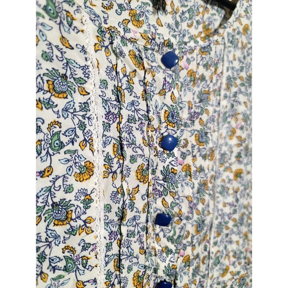 Matilda Jane Dress Sz M Floral Cottagecore Pintucked Lace Button Boho Femme Thin - Picture 5 of 10